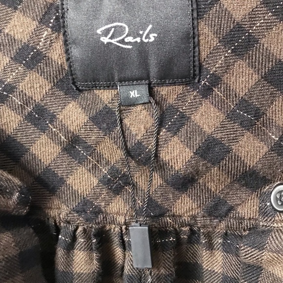 Rails Eloise blouse XL dark green windowpane plaid with gold lurex - Picture 4 of 7